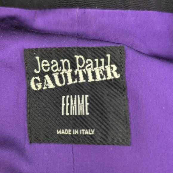 Vintage Jean Paul Gaultier Womens Blazer 10 Black 80s Lined Button Jacket Silk - Picture 7 of 15